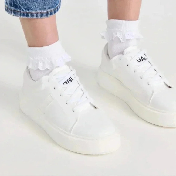 Ganni White Sporty Sneakers size 37 - Picture 1 of 9